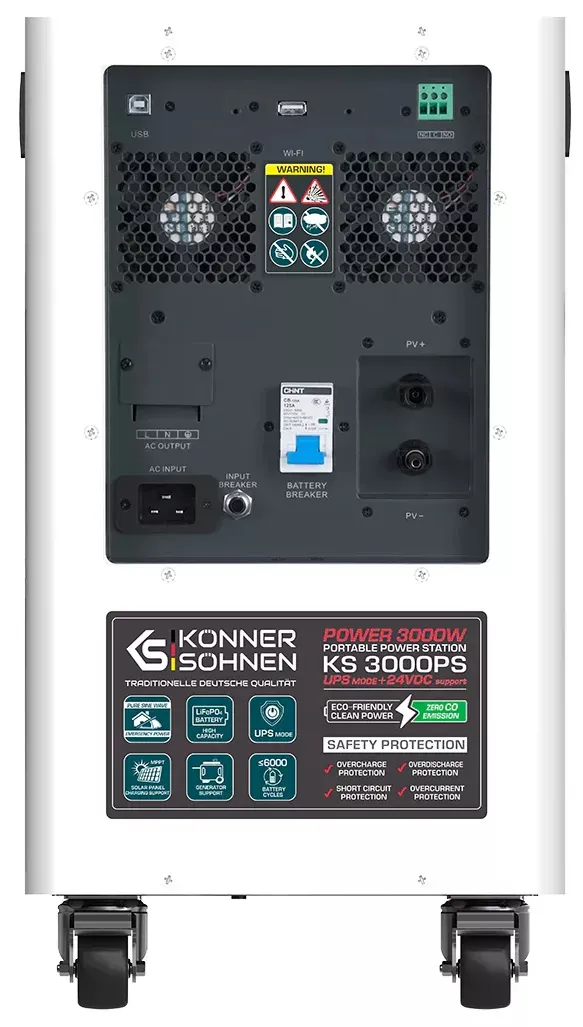 Портативная электростанция Konner&Sohnen KS 3000PS, 3000Вт, 3200Вт·ч, LifePo4, 37кг купить в Украине