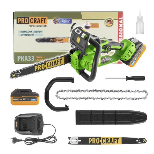 Безщіткова акумуляторна міні пила ланцюгова Procraft PKA33 (1 АКБ 4 А/год)
