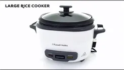 Рисоварка Russell Hobbs, 500Вт, чаша-3.3л, механічне керув., знімна кришка, нерж. сталь, чорно-білий фото