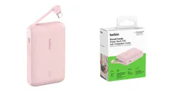 Акумулятор портативний літій-іонний Power Bank Belkin 10000мА·год, 20Вт, з інтегрованим кабелем USB-C, рожевий фото