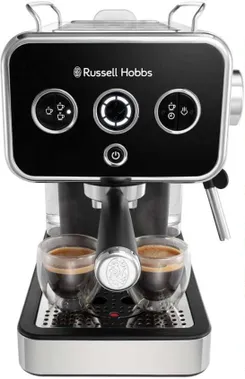 Кофеварка Russell Hobbs рожковая Distinctions 1.1л, молотый + чалды, черно-серебристый фото