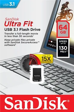 Накопичувач SanDisk   64GB USB 3.1 Type-A Ultra Fit Чорний фото