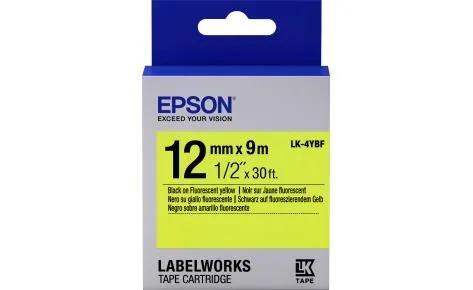 Картридж с лентой Epson LK4YBF принтеров LW-300/400/400VP/700 Fluorescent Black/Yellow 12mm/9m
