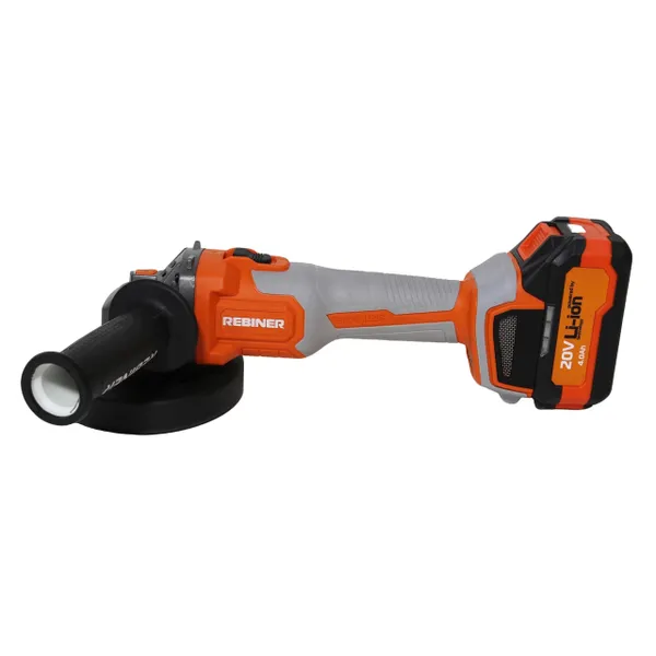Бесщеточная аккумуляторная болгарка 125 мм, 20 В Rebiner RAG-125BLK/20Li в кейсе