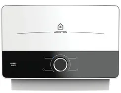 Водонагреватель электр. Ariston проточный AURES SM 7.7, 4,4л.мин, 7,7кВт, горизонтальный монтаж, мех. управление, A, Вьетнам, бело-черный фото