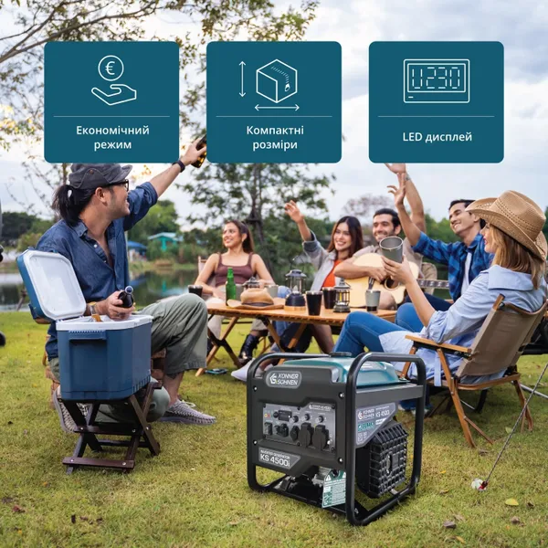Генератор бензиновый инверторный Konner&Sohnen KS 4500i, 230В, 4.5кВт, ручной стартер, 33кг