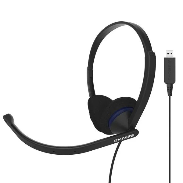 Гарнітура комп'ютерна стерео On-Ear Koss CS200, USB, Uni Mic, 2.4м, Чорний