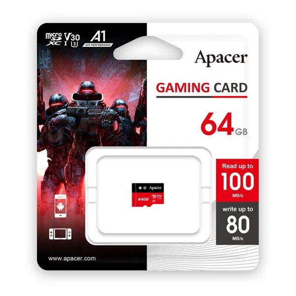 Карта пам'яті Apacer microSD  64GB C10 UHS-I U3 A1 R100/W80MB/s