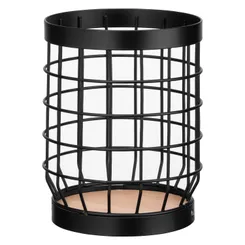 Підставка для столових приборів ARDESTO Midori 12х12х15.5см, метал, дерево, чорний фото