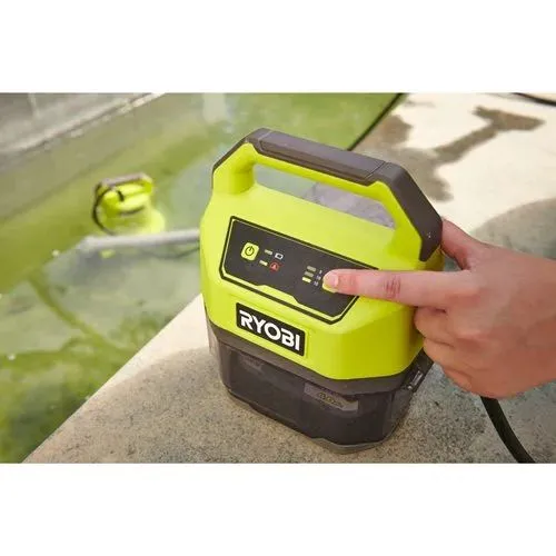 Насос для брудної та чистої води Ryobi ONE+ RY18SPA-0 18В 4200л/год висота перекачування 8м занурення 5м штуцер 1" таймер відключення захист сухого ходу 4кг (без АКБ та ЗП) відгуки