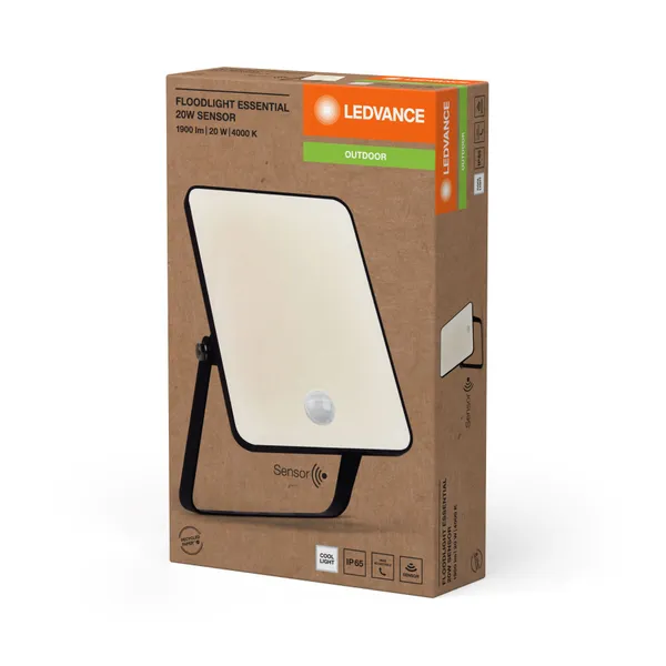Прожектор LEDVANCE ESSENTIAL SENSOR 20Вт 1800Лм 4000K датчик руху  чорний ціна в Україні