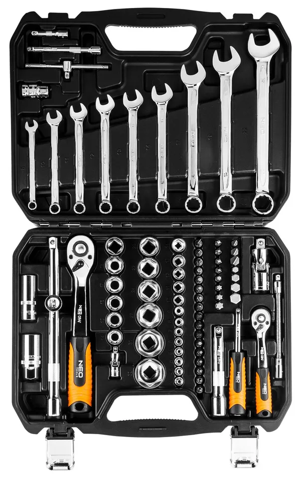 Набор торцевых ключей Neo Tools 1/2", 1/4" , CrV, 82 шт. фото №2
