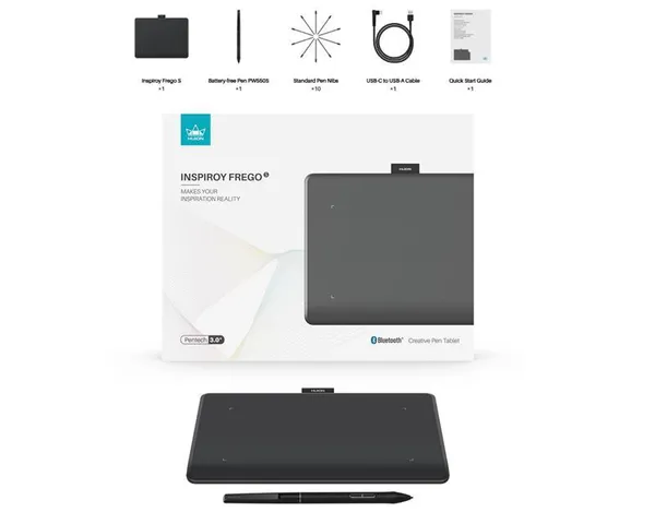 Графический планшет Huion 6.3"x3,9" Inspiroy Frego S, BT, USB-C, черный