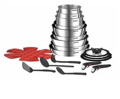 Набір посуду Tefal Ingenio Emotion, 22пр., нержавіюча сталь, скло, пластик, бакеліт, сріблястий фото