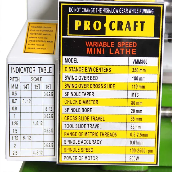 Купить Токарный станок по металлу 550 Вт Procraft VMM800