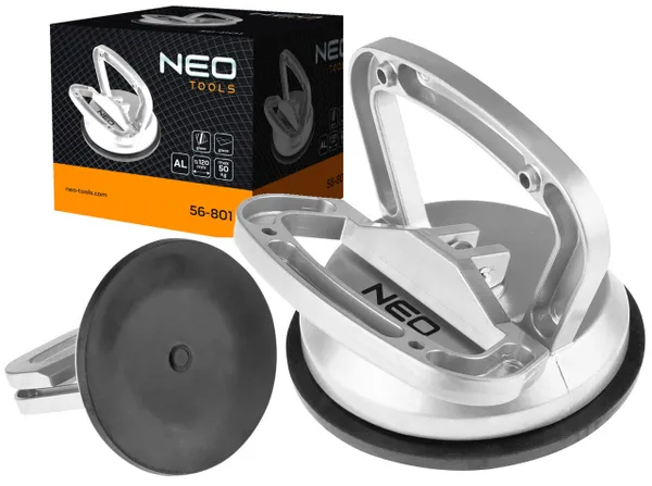 Присоска вакуумная Neo Tools, для стекла, одинарная, алюминиевый корпус, диаметр 120 мм, 50 кг фото №2