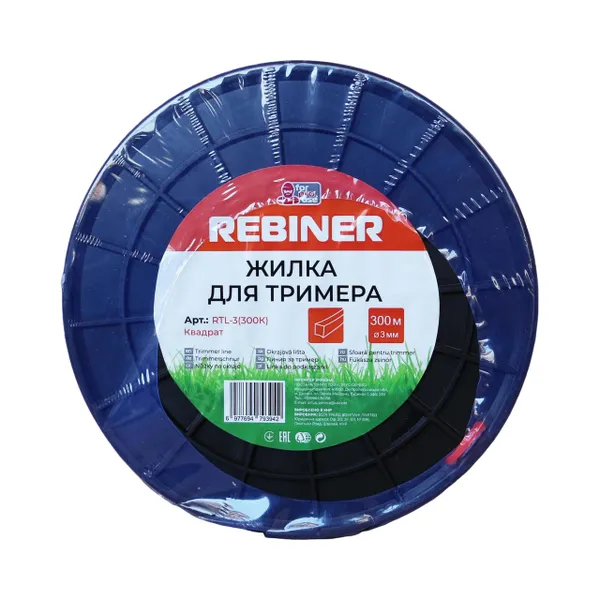 Леска для мотокосы 3.0 мм 300 м квадрат бухта Rebiner RTL-3.0(300K) купить в Украине