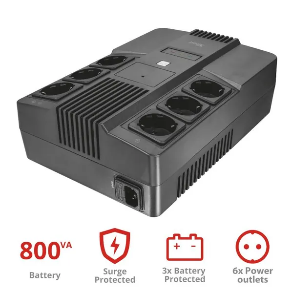 Джерело безперебійного живлення Trust Maxxon 800VA UPS with 6 standard wall power outlets BLACK