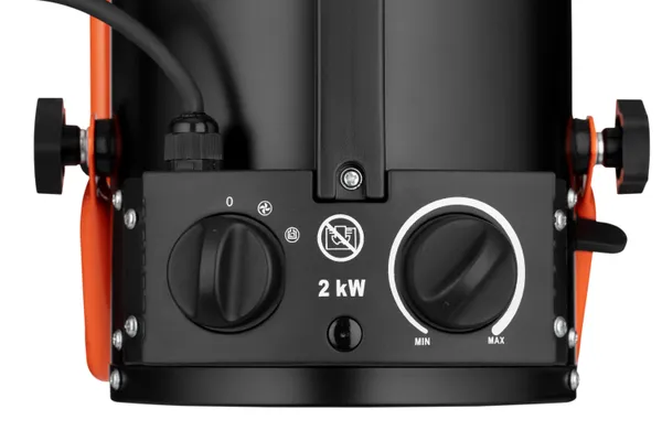 Купить Тепловая пушка электрическая 2E Stainless, 2кВт, 20м кв, 239м куб/ч, нагрев. элемент - нерж. сталь, IPX4, черный