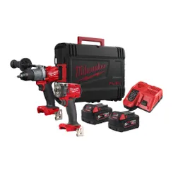 Набір інструментів акумуляторних MILWAUKEE M18 FPP2T2-502X, (зарядний пристрій, 2 акумулятори М18 В5 5 Аг, дриль-шуруповерт з уд фото