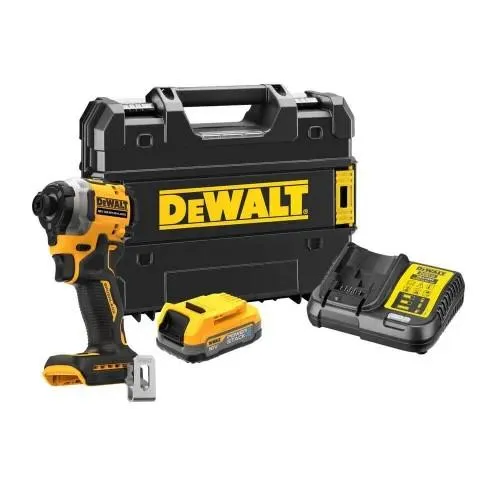 Шуруповерт ударный аккумуляторный DeWalt XR Li-Ion 18В бесщеточный PowerStack 1х1.7А·час 206 Нм 3250об·мин 3800уд/мин кейс и ЗП 0.95кг