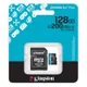 Карта памяти Kingston microSD  128GB C10 UHS-I U3 A2 V30 R200/W100MB/s + SD