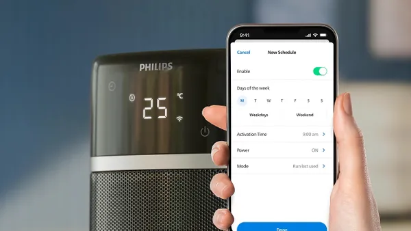 Тепловентилятор Philips 5000 Series, 20м2, 2000Вт, електр. упр-ння, 58 х 19.6 х 21.2см, керамічний, дисплей,Wi-Fi, чорний з доставкою