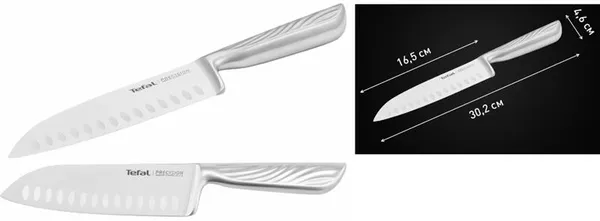 Кухонний ніж сантоку Tefal Precision, 16.5см, нержавіюча сталь