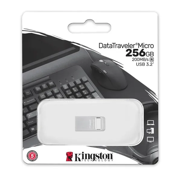 Накопичувач Kingston  256GB USB 3.2 Type-A Gen1 DT Micro R200MB/s Metal