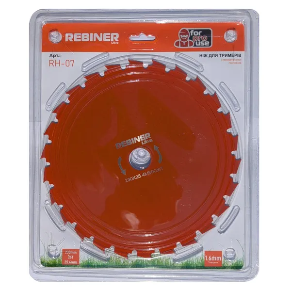Диск на бензокосу 255×25.4 мм, 26Т Rebiner