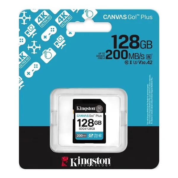 Карта памяти Kingston SD  128GB C10 UHS-I U3 V30 R200MB/s