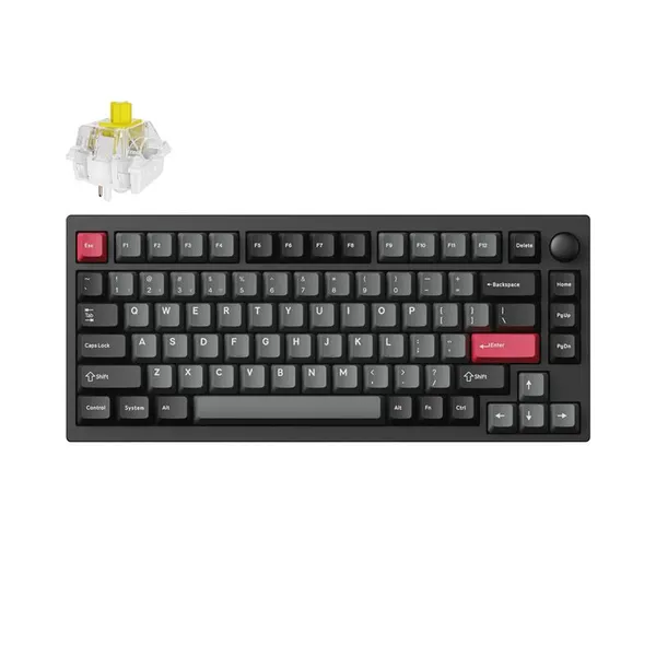 Клавіатура механічна Lemokey  P1 Pro 84Key, Keychron Super Banana, WL/BT/USB-A, QMK/VIA, Hot-Swap, EN/UKR, RGB,  Knob, Carbon Black