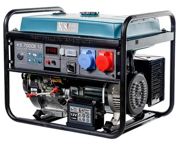 Бензиновый генератор Konner&Sohnen KS 7000E 1/3, 230/400В, 5.5/5.0кВт, 25л, LED-дисплей, АВР(ATS), 81кг
