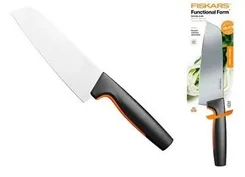 Кухонний ніж поварський Santoku Fiskars Functional Form, 16см, нержавіюча сталь, пластик, чорний фото