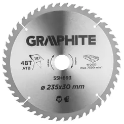 Диск пильний Graphite по дереву, 235х30мм, 48 зубів фото