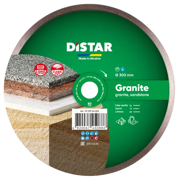 Круг алмазний відрізний Distar 1A1R 300x32 Granite фото №1