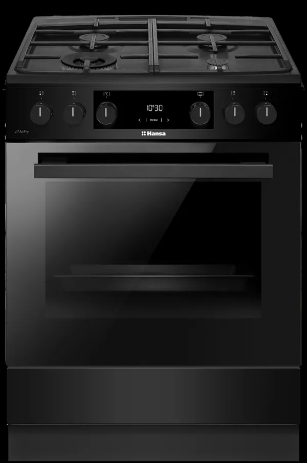 Плита Hansa комбінована, 77л, 60x60см, дисплей, конвекція, чавун, чорний