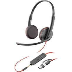 Гарнитура компьютерная стерео On-ear Poly Blackwire 3225, USB-A, USB-C, 3.5 мм, всенаправленный, черный фото