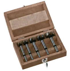 Набір свердел Forstner MILWAUKEE, (діаметри 15/20/25/30/35мм) (5шт), дерев'яний пенал фото