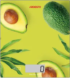 Весы Ardesto кухонные Avocado, 5кг, AAAx2 в компл, стекло, многоцветный фото