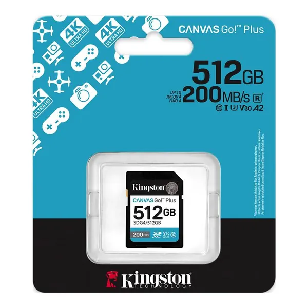 Карта памяти Kingston SD  512GB C10 UHS-I U3 V30 R200/W160MB/s