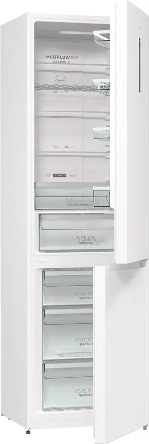 Холодильник с нижн. мороз. камерой Gorenje NRK6202AW4, 200х60х60см, 2 дв., 235(96)л, А++, Total NF , Зона св-ти, Внешн.диспл, бе