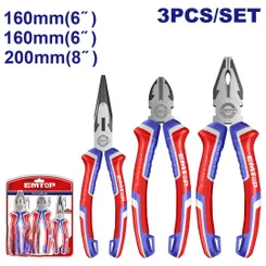 Набор плоскогубцев EMTOP EPLS0311, 3 шт фото