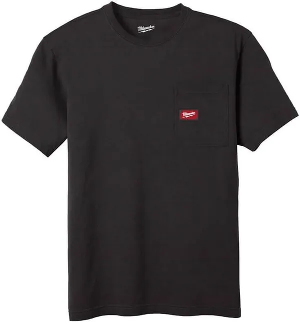 Футболка MILWAUKEE WTSSBL-L, з карманом та коротким рукавом, чорна, (розмір L)