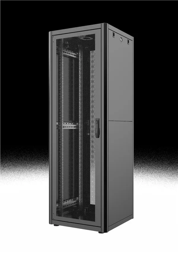 Шафа MIRSAN 19", 22U, GTN, перфоровані двері, 600x1000 мм, максимально 1000 кг, чорна