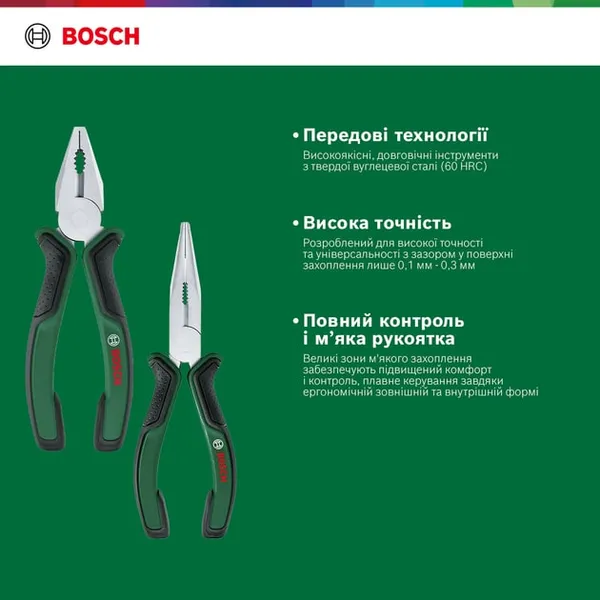 Замовити Плоскогубці Bosch комбіновані, подовжені, набір 2шт з доставкою