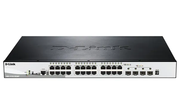 Коммутатор D-Link DGS-1510-28XMP 24xGE PoE, 4xSFP+, SmartPro