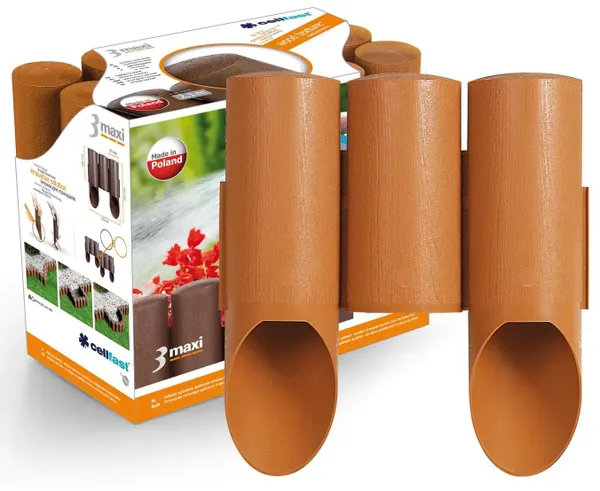 Газонное ограждение Cellfast 3 MAXI, 10 секций по 21см, 2.1м, кирпичный