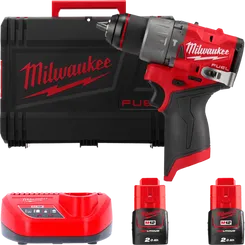 Дриль-шуруповерт акумуляторний безщітковий ударний MILWAUKEE M12 FPD2-202X (37Нм) (ЗУ+2Х2Ач+HDкейс) фото