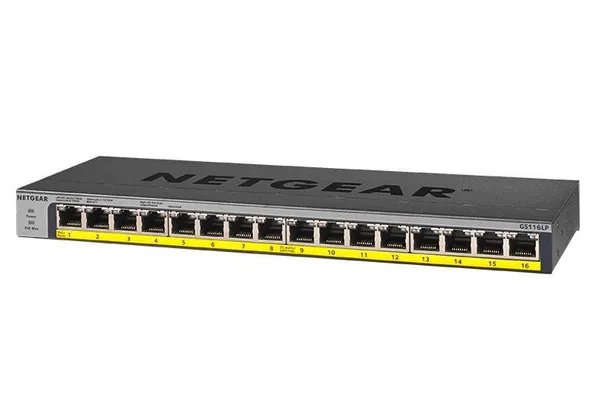 Коммутатор NETGEAR GS116LP 16xGE PoE, 76Вт, Неуправляемый